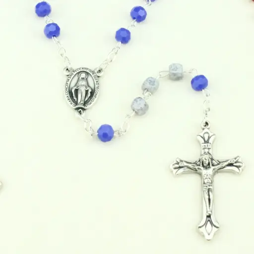 [RZK-35M011BL] Rosary - pearl glass/stone - darkblue (⌀6mm)