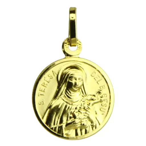[MDP-10THE010] H. Theresia Medaille - 925% Zilver 3μm Verguld (Ø14mm)