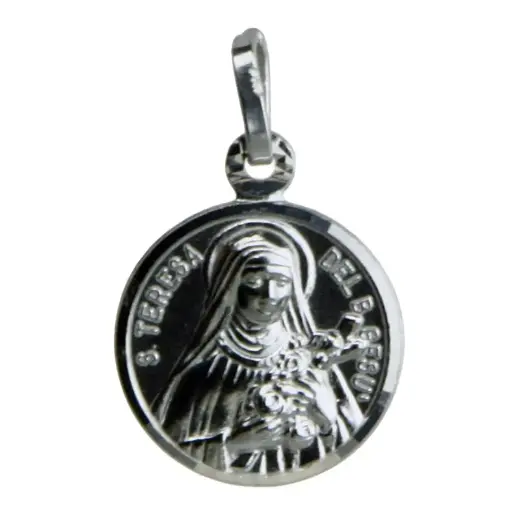 [MDZ-10THE010] Saint Theresa Medal - 925% Silver (Ø14mm)