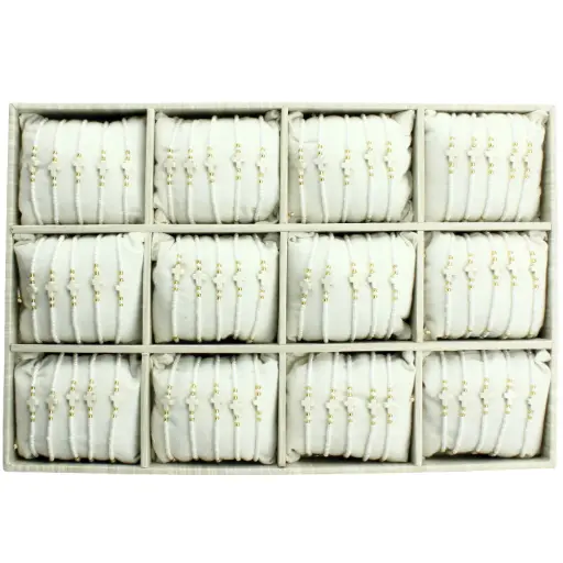 [ARM-85DIS02] Display with 60 Bracelets - White cross