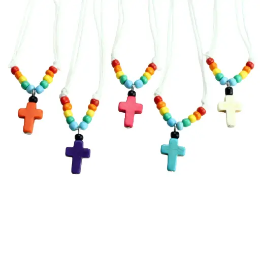 [HKM-85M01] Ketting met Kruis - assorti kleuren (16x12mm)