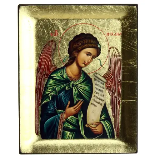 [IKO-75M01MIC] Ikoon zeefdruk/slagmetaal - Hl Michael (100x125mm)