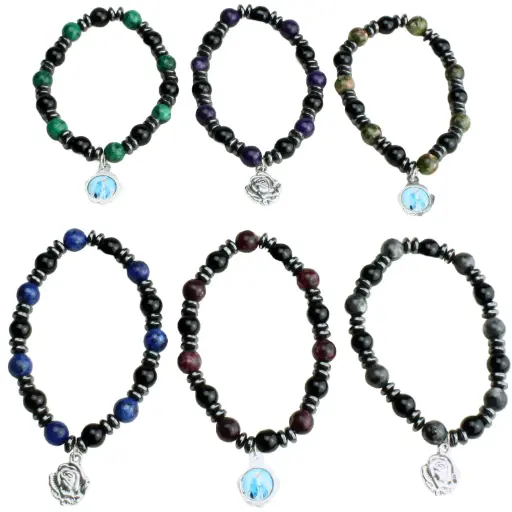 [ARM-05M03] Armband/elastiek - hematiet assorti (Ø8mm)