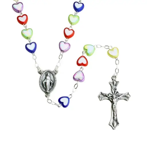 [RZK-40M02] Rozenkrans - imitatie parel hartvorm/ketting (⌀ 7mm)