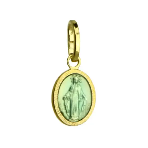 [MDP-55WON02BL] Médaille Miraculeuse/émaillé bleu -  Plaqué Or (8x10mm)