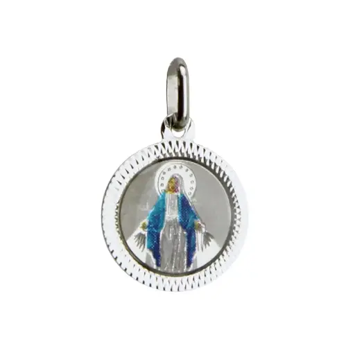 [MDZ-55WON06] Miraculous Medal - 925% Silver rhodium (13mm)