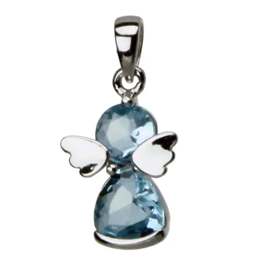 [HKZ-55M11BL] Engeltje steentje blauw - Ag 925‰ rhodium (11x13mm)