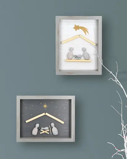 [KGR-30M010] Frame with nativity/stone - assorted (25x19,5cm)